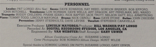 Pat Longo And His Super Big Band - Crocodile Tears - LP
