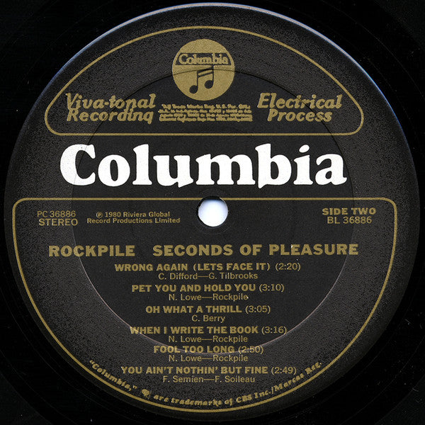 Rockpile - Seconds Of Pleasure - LP