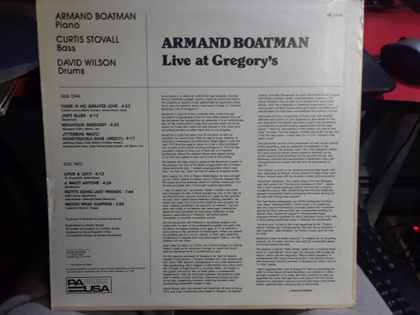 Armand Boatman - Live At Gregory's - LP