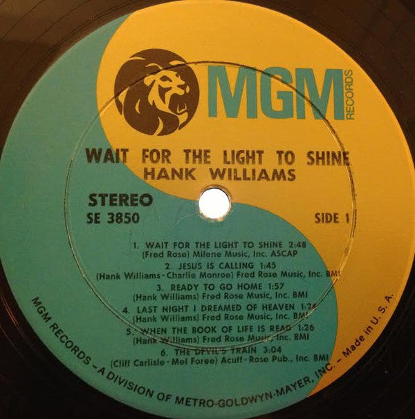 Hank Williams - Wait For The Light To Shine - LP
