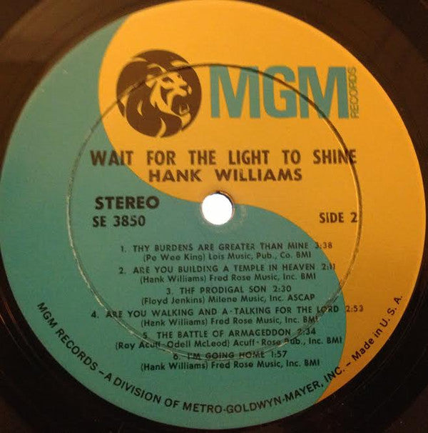Hank Williams - Wait For The Light To Shine - LP
