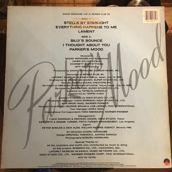 Sadao Watanabe - Parker's Mood - Sadao Watanabe Live At Bravas Club '85 - LP