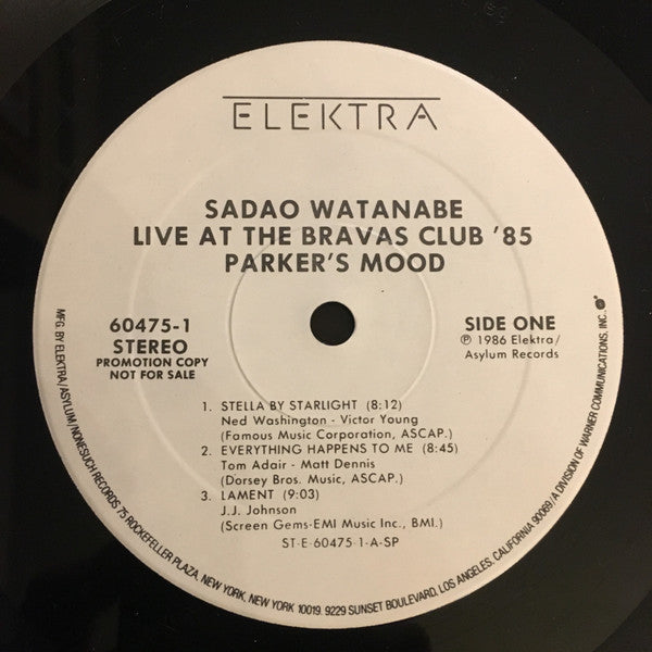 Sadao Watanabe - Parker's Mood - Sadao Watanabe Live At Bravas Club '85 - LP