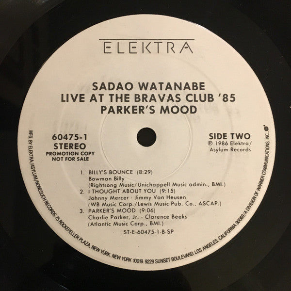 Sadao Watanabe - Parker's Mood - Sadao Watanabe Live At Bravas Club '85 - LP