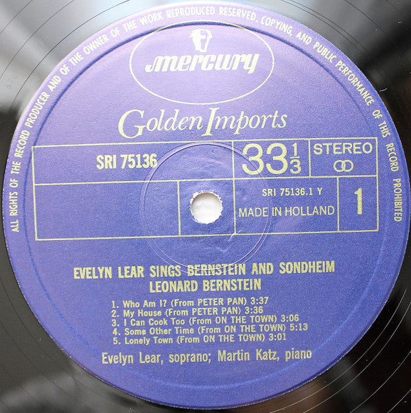 Evelyn Lear - Evelyn Lear Sings Sondheim And Bernstein - LP