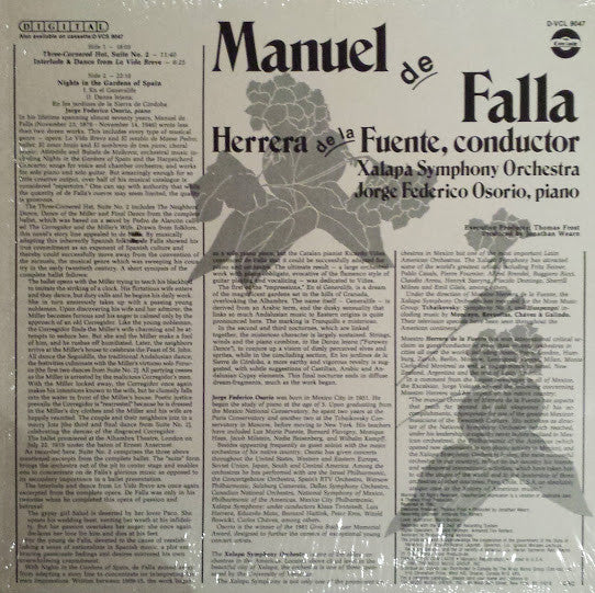 Manuel De Falla / Jorge Federico Osorio, Xalapa Symphony Orchestra*, Herrera De La Fuente* - Three Cornered Hat (Suite No. 2), La Vida Breve (Interlude And Dance), Nights In The Gardens Of Spain - LP