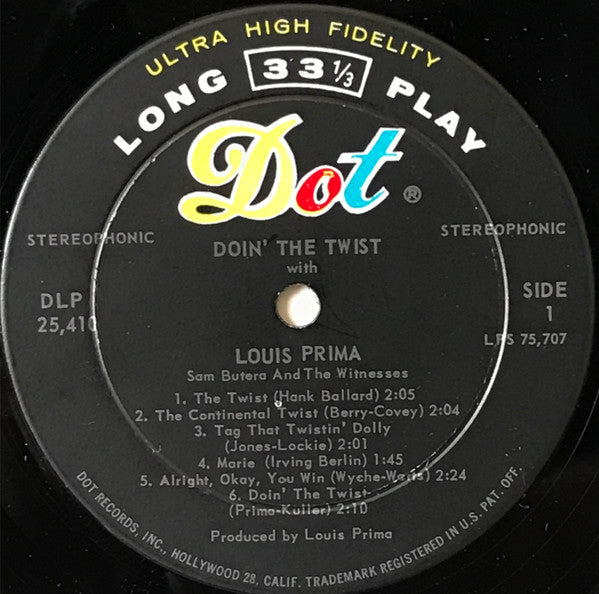 Louis Prima, Sam Butera And The Witnesses - Doin' The Twist With Louis Prima - LP