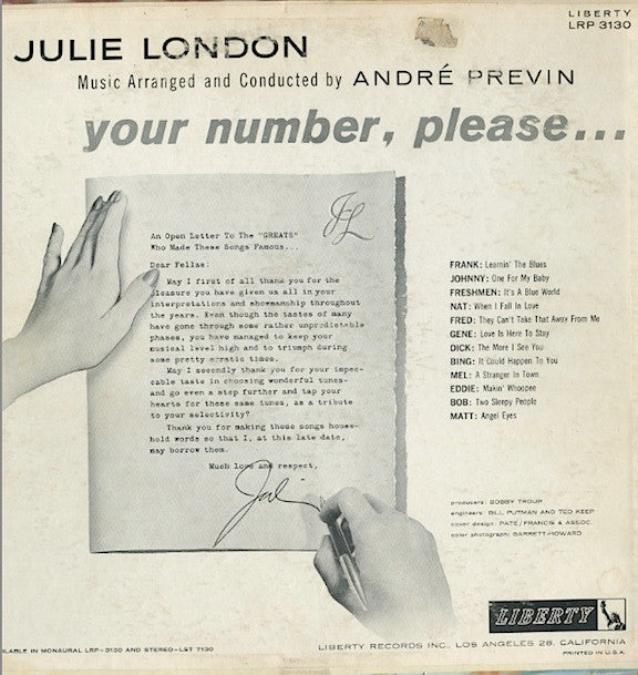 Julie London - Your Number Please - LP