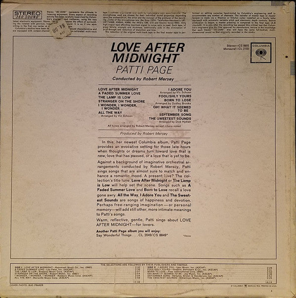 Patti Page - Love After Midnight - LP