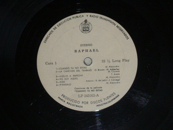 Raphael (2) - Cuando Tú No Estás - LP
