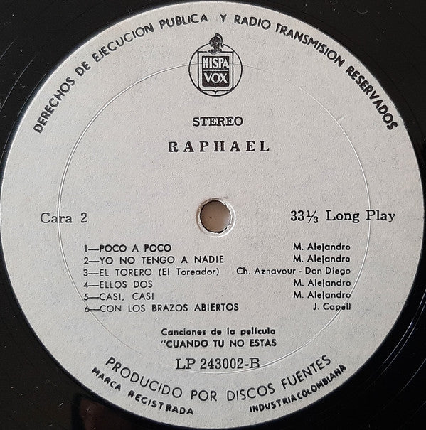 Raphael (2) - Cuando Tú No Estás - LP