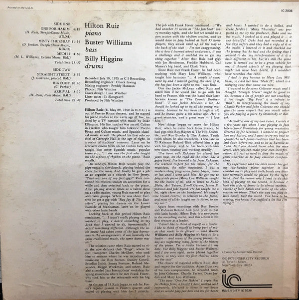 Hilton Ruiz Trio - Piano Man - LP