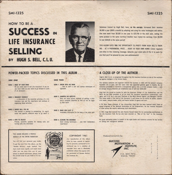 Hugh S. Bell - How To Be A Success In Life Insurance Selling - LP