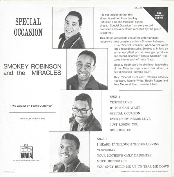Smokey Robinson And The Miracles* - Special Occasion - LP