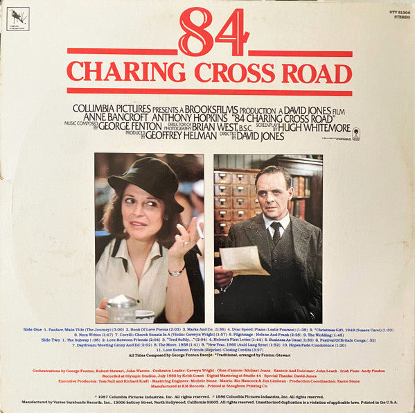 George Fenton - 84 Charing Cross Road - Original Motion Picture Soundtrack - LP