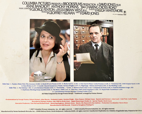 George Fenton - 84 Charing Cross Road - Original Motion Picture Soundtrack - LP