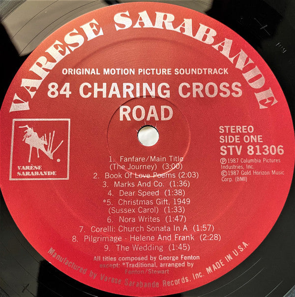 George Fenton - 84 Charing Cross Road - Original Motion Picture Soundtrack - LP