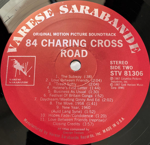 George Fenton - 84 Charing Cross Road - Original Motion Picture Soundtrack - LP