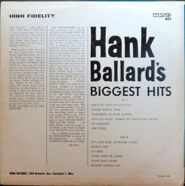 Hank Ballard - Hank Ballard's Biggest Hits - LP