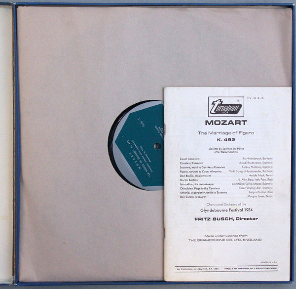 Wolfgang Mozart* - Glynebourne Featival 1934*, Fritz Busch - The Marriage Of Figaro - LP