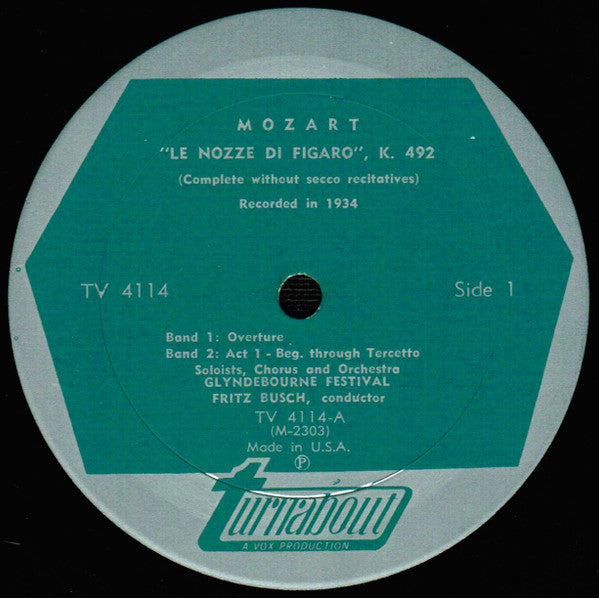 Wolfgang Mozart* - Glynebourne Featival 1934*, Fritz Busch - The Marriage Of Figaro - LP