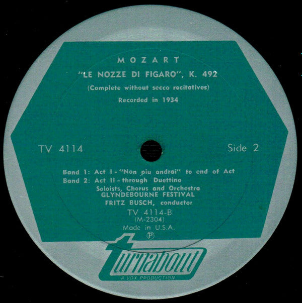 Wolfgang Mozart* - Glynebourne Featival 1934*, Fritz Busch - The Marriage Of Figaro - LP