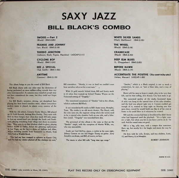 Bill Black And His Combo* - Saxy Jazz - LP