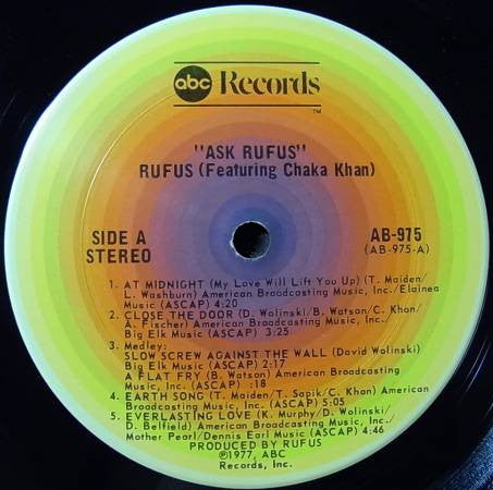 Rufus Featuring Chaka Khan* - Ask Rufus - LP