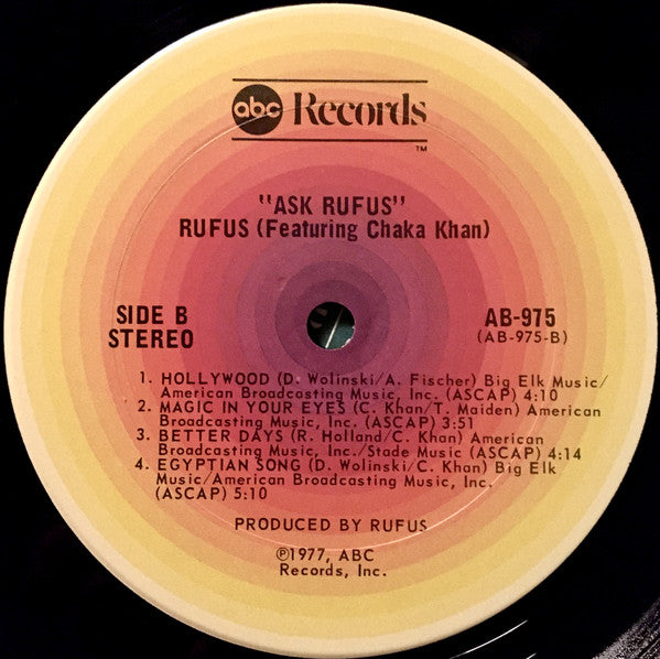 Rufus Featuring Chaka Khan* - Ask Rufus - LP