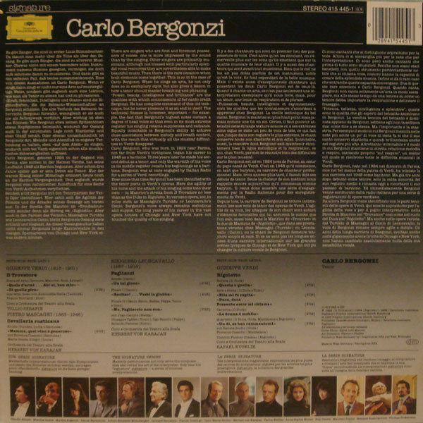 Carlo Bergonzi - Cavalleria Rusticana • Pagliacci • Rigoletto • Il Trovatore - LP