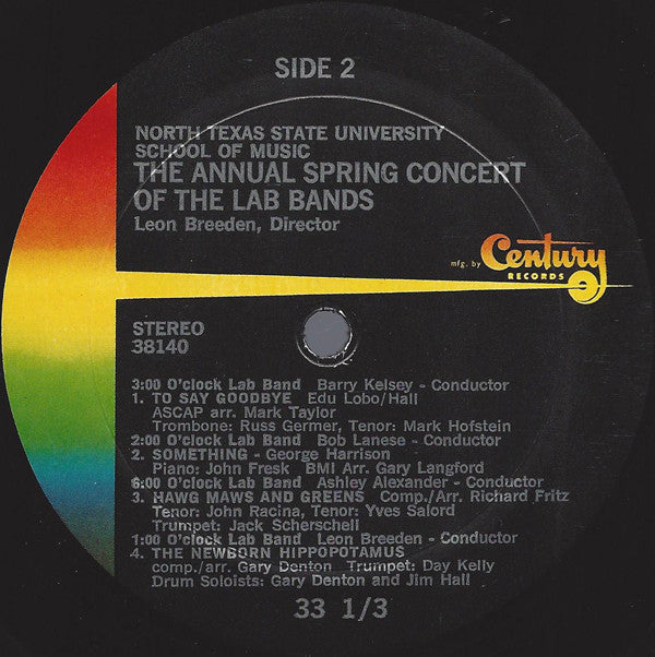 The Seven Big Bands Of North Texas*, Leon Breeden - Annual Spring Concert (April 14, 1970, In The North Texas Auditorium, Denton, Texas) - LP
