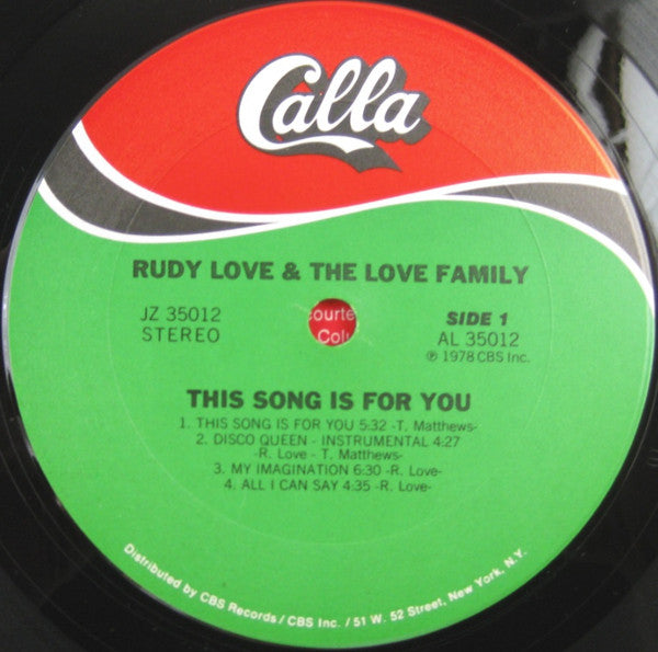 Rudy Love And The Love Family - This Song Is For You - LP