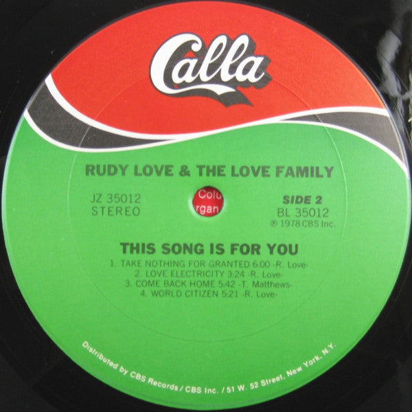 Rudy Love And The Love Family - This Song Is For You - LP