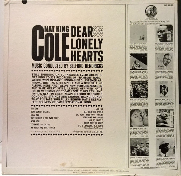Nat King Cole - Dear Lonely Hearts - LP