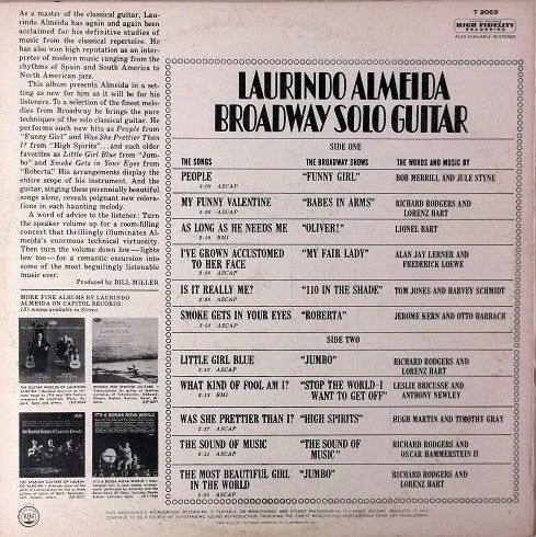 Laurindo Almeida - Broadway Solo Guitar - LP