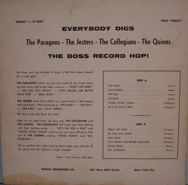 The Paragons (2), The Jesters (2), The Collegians, The Quinns - Everybody Digs The Boss Record Hop! - LP