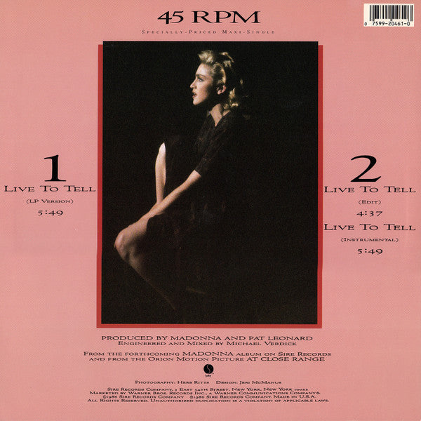 Madonna - Live To Tell - LP