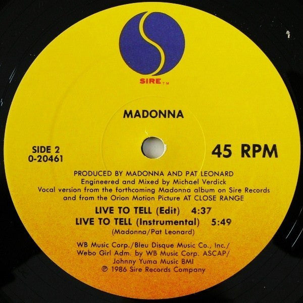Madonna - Live To Tell - LP