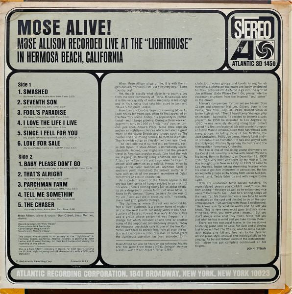 Mose Allison - Mose Alive! - LP