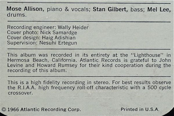 Mose Allison - Mose Alive! - LP