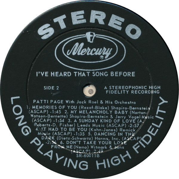 Patti Page - I've Heard That Song Before - LP