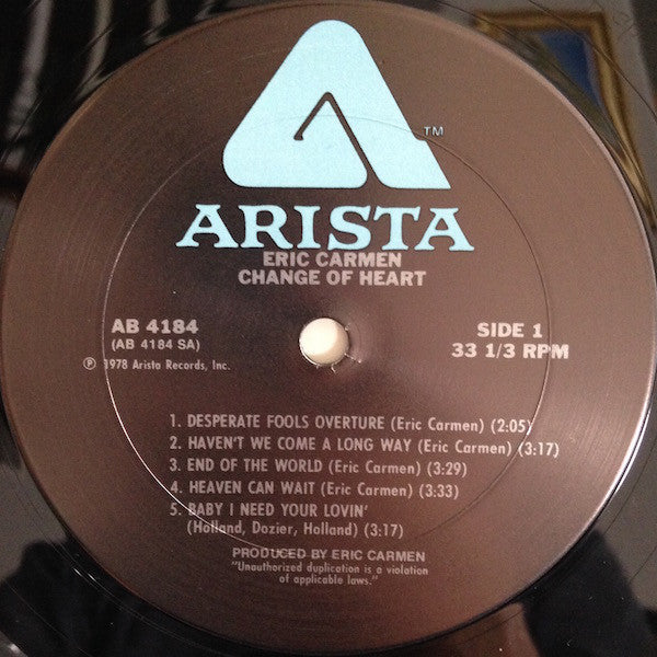 Eric Carmen - Change Of Heart - LP