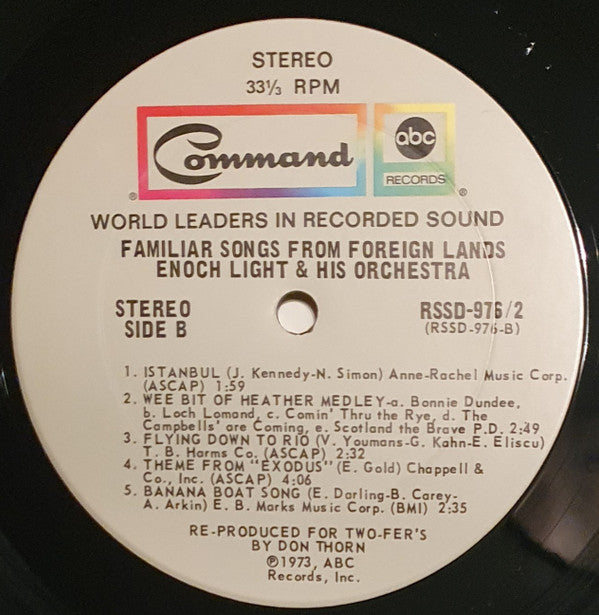 Enoch Light And His Orchestra - Familiar Songs From Foreign Lands - LP