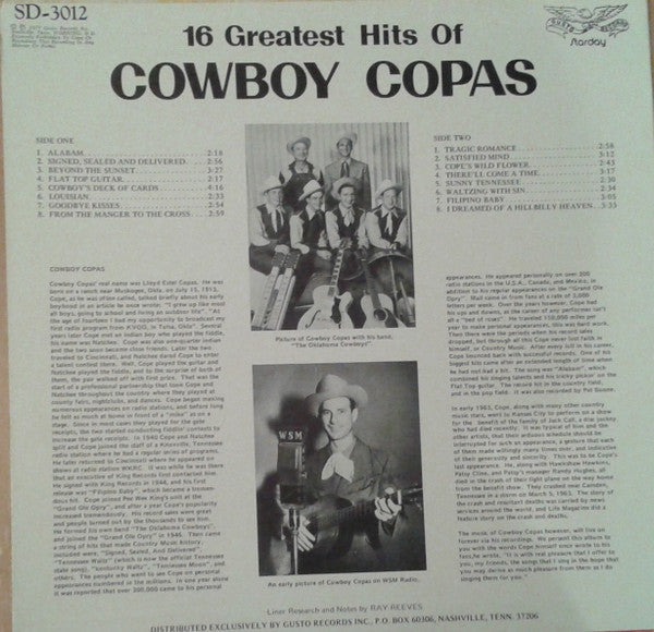 Cowboy Copas - 16 Greatest Hits Of Cowboy Copas - LP