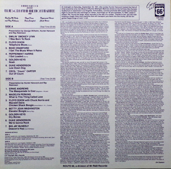 Various -  Hunter Hancock Presents Blues & Rhythm Midnight Matinee 1951 - LP