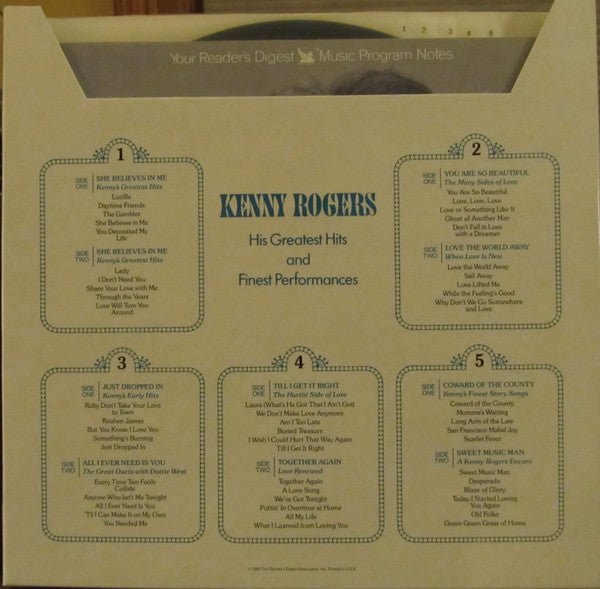 Kenny Rogers - His Greatest Hits And Finest Performances - LP