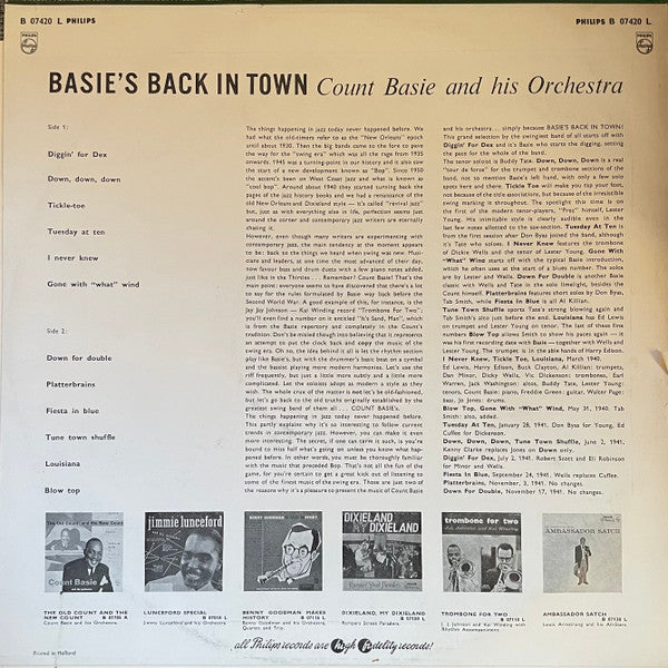 Count Basie And His Orchestra* Featuring Lester Young - Basie's Back In Town - LP