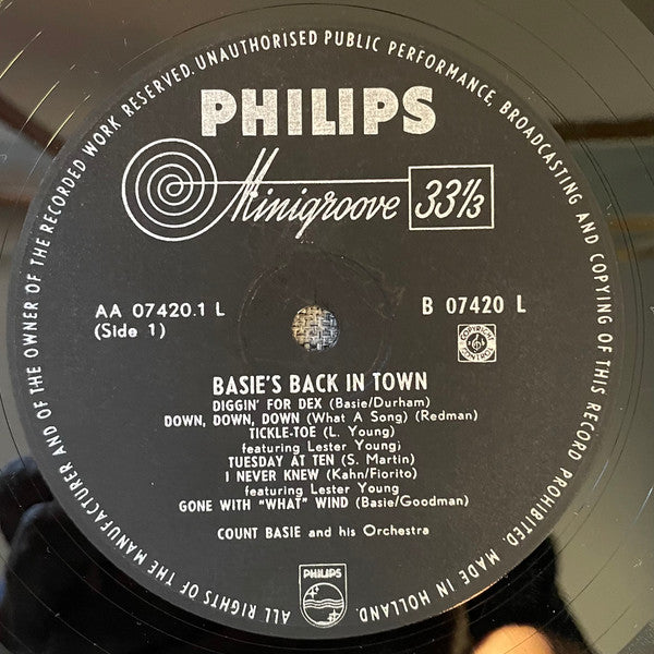 Count Basie And His Orchestra* Featuring Lester Young - Basie's Back In Town - LP