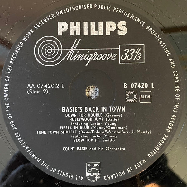 Count Basie And His Orchestra* Featuring Lester Young - Basie's Back In Town - LP