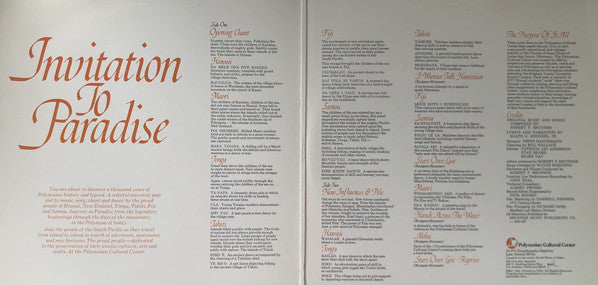 Polynesian Cultural Center - Invitation To Paradise - LP